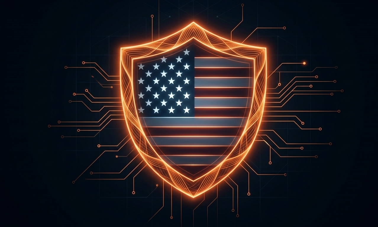 Shield icon over the USA flag representing secure and trusted IPTV services in the United States