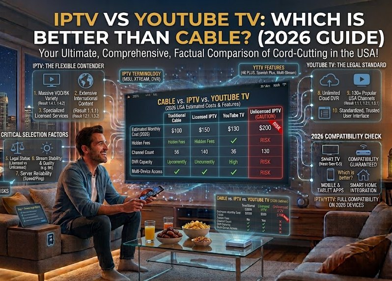 use the same style and create: IPTV vs YouTube TV: Which Is Better Than Cable? (2026 Guide)